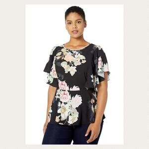 City Chic Floral Short Sleeve Top Size M / 18